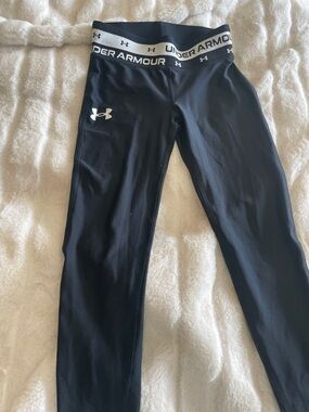 Under Armour Black Ski Base Layer with White Logo Waistband for kids